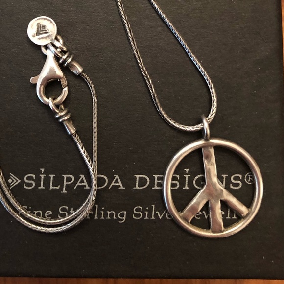 Silpada Sterling Silver Peace Sign Necklace N1971 - Picture 3 of 8